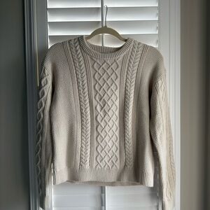 J. Crew Ivory Cable Knit Sweater Size M NWT